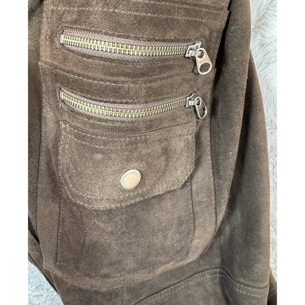 Sundance Pants Women's 6 Genuine Leather‎ Cargo Brown Zippers Pockets Biker Moto - Picture 12 of 16